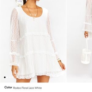 White lace boho mini dress